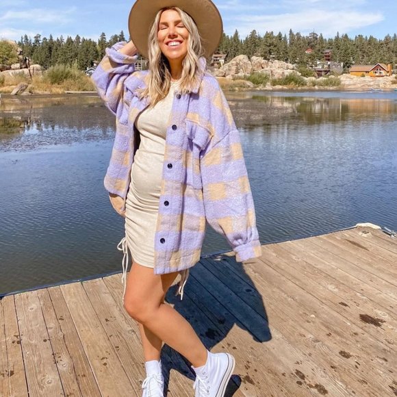 Livana Long Sleeve Ribbed Mini Dress in Cream - Picture 1 of 9